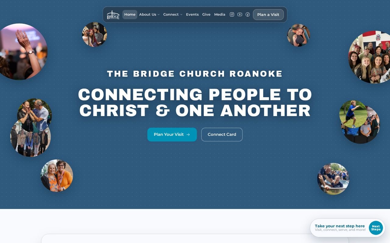 The Bridge Church website on a computer