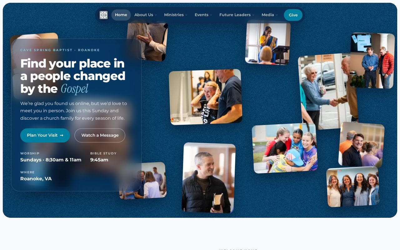 Cave Spring Baptist Church website on a computer