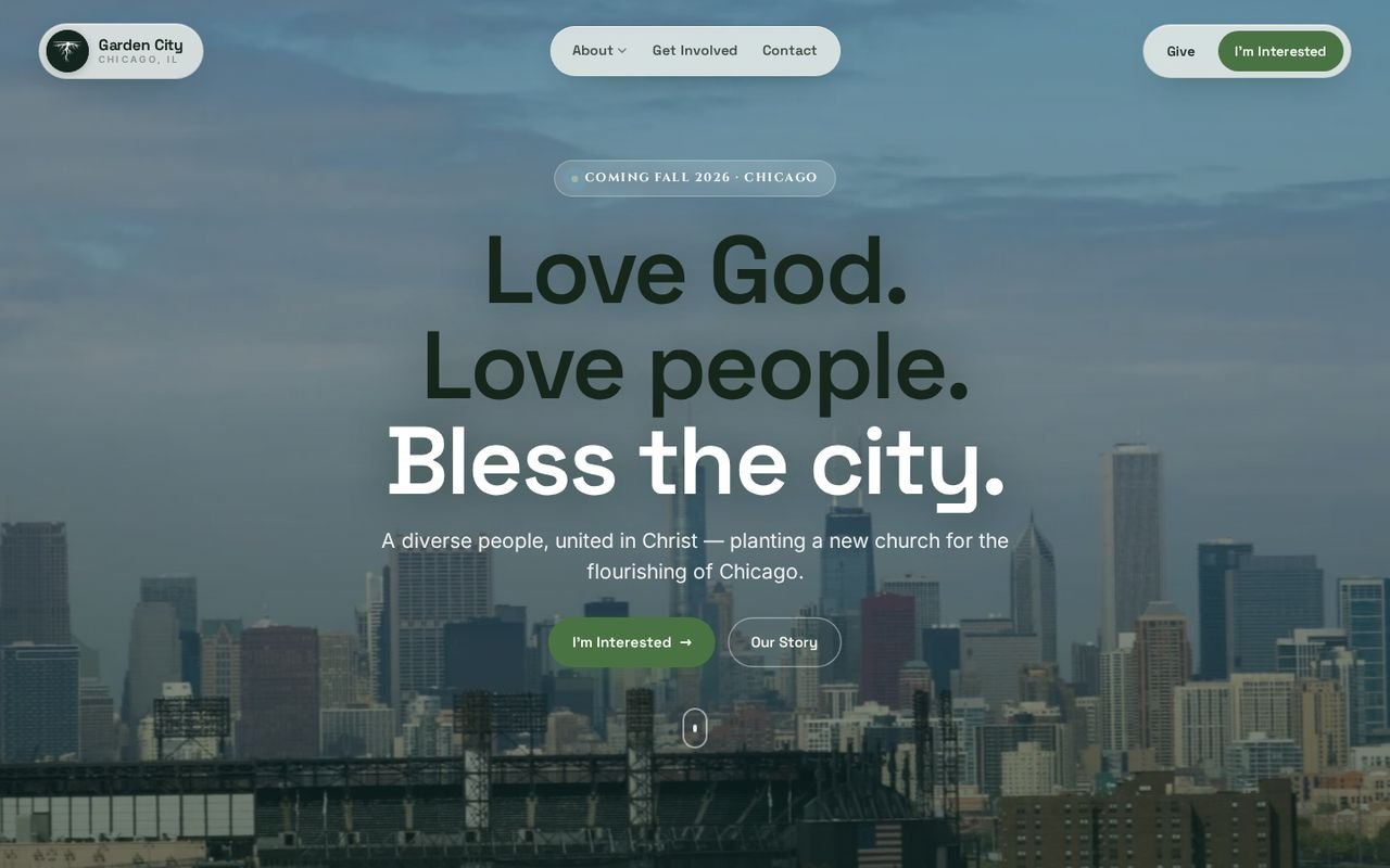 Garden City Church website on a computer